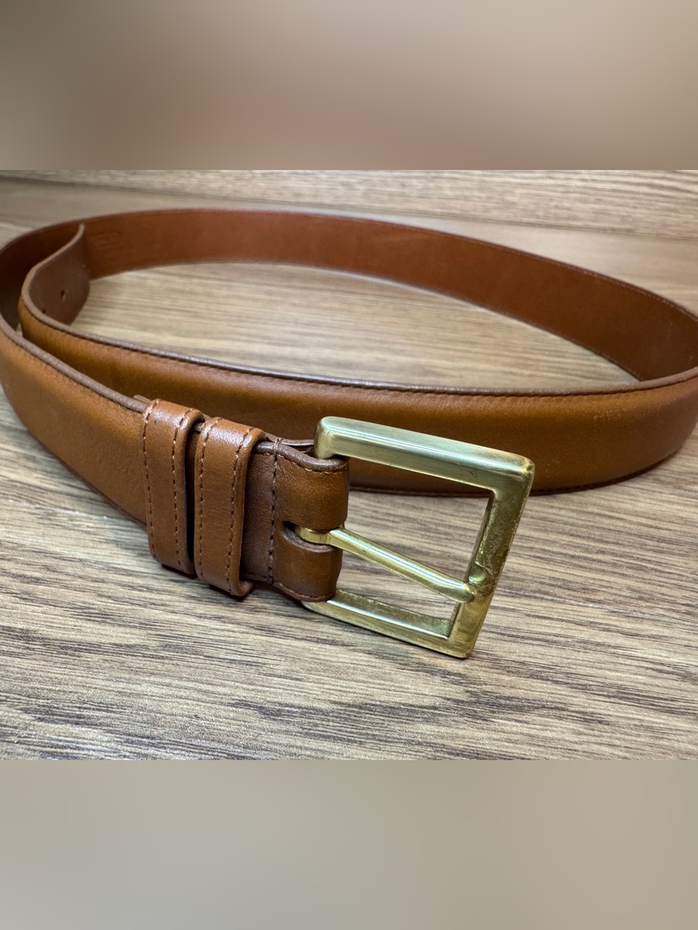 Coach Tanned Cowhide Brown Leather Men’s Belt 36 Brass Buckle 7600